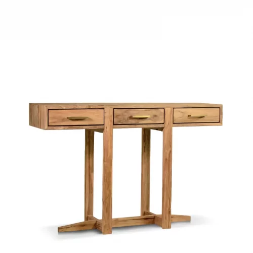 Consola Orlando Madera de Teka con 3 Cajones 130x35x85 Cm - Moycor (1)