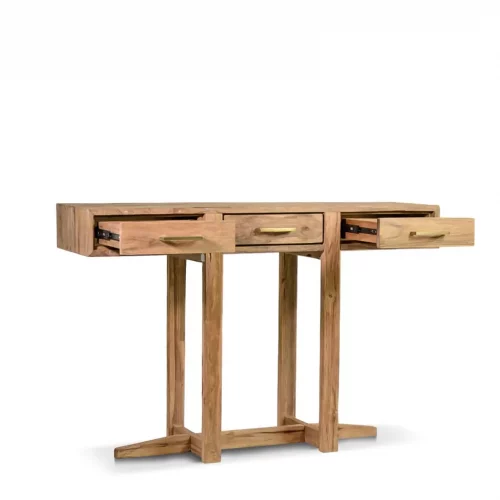 Consola Orlando Madera de Teka con 3 Cajones 130x35x85 Cm - Moycor (2)