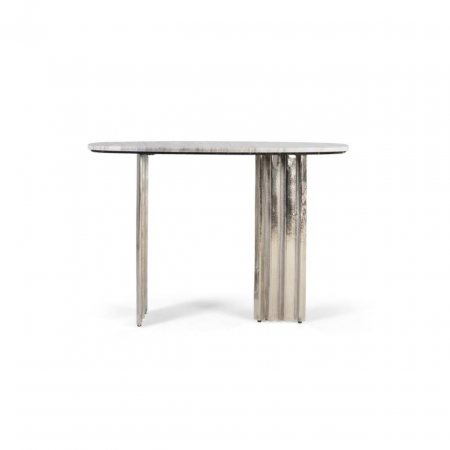 Consola Oval de Mármol y Aluminio Industrial 120x35x82 Cm - Giner y Colomer (1)