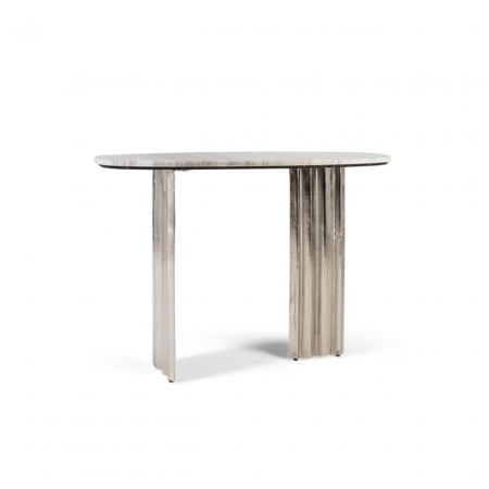 Consola Oval de Mármol y Aluminio Industrial 120x35x82 Cm - Giner y Colomer (2)