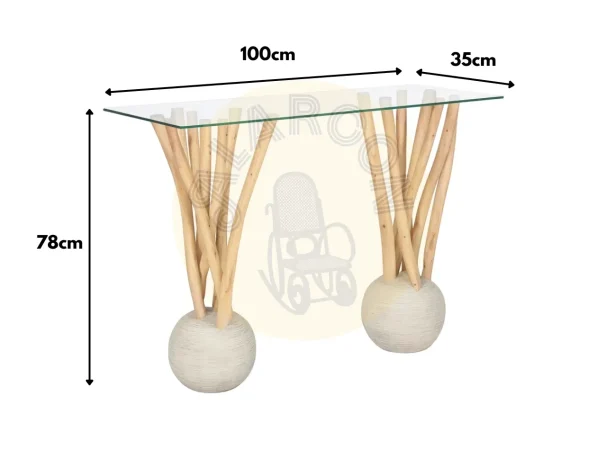 Consola Ramas Madera de Dolken y Cristal 100x35x78 Cm - Imori (1)