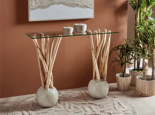 Consola Ramas Madera de Dolken y Cristal 100x35x78 Cm - Imori (2)