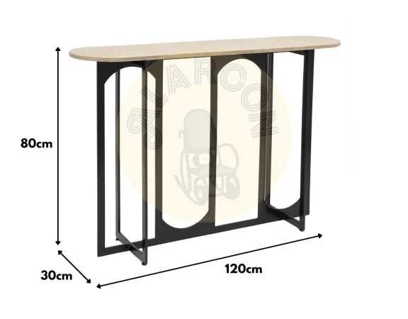 Consola Ruihi Imitacion Ceramica MDF Metal Natural 120x30x80 Cm - Imori (3)