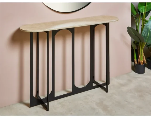 Consola Ruihi Imitacion Ceramica MDF Metal Natural 120x30x80 Cm - Imori (4)