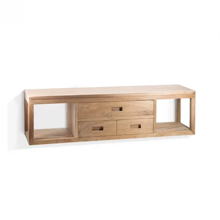 Consola Suspendida de Madera de Teca con 3 Cajones - Moycor (1)