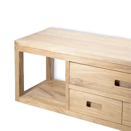 Consola Suspendida de Madera de Teca con 3 Cajones - Moycor (2)