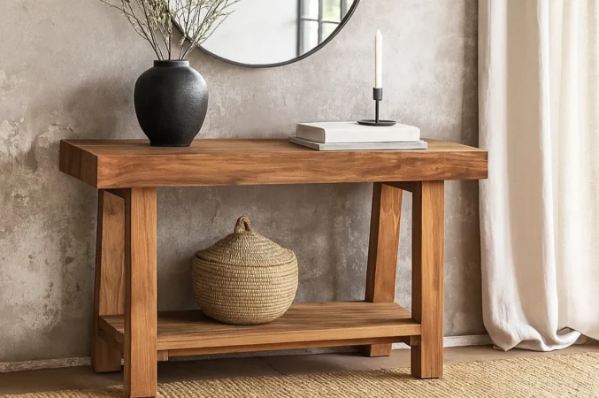 Consola Taylor Madera Teca Reciclada140x45x75 Cm - Moycor (1)