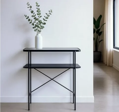 Consola de Hierro y Cristal Negro 70x34x75 Cm - IXIA (2)