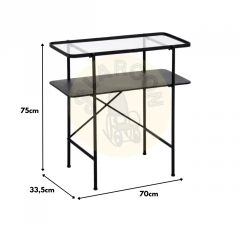 Consola de Hierro y Cristal Negro 70x34x75 Cm - IXIA (3)