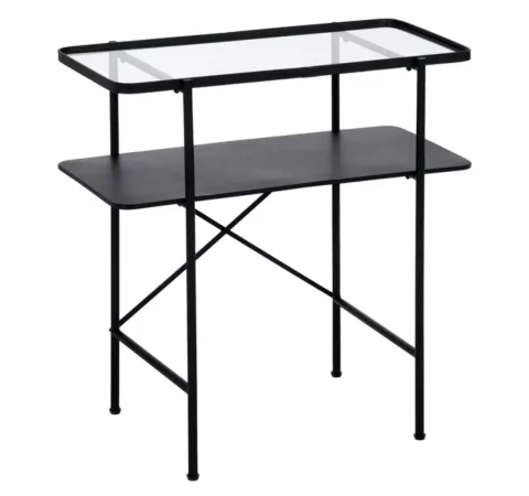 Consola de Hierro y Cristal Negro 70x34x75 Cm - IXIA (6)