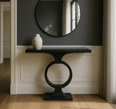 Consola de Hierro y Cristal Negro 90x32x80 Cm - IXIA (3)