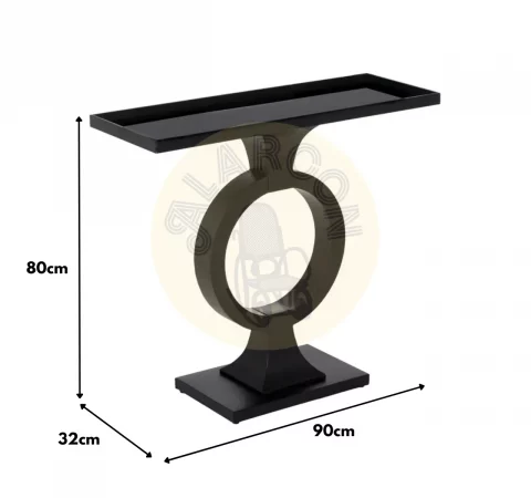 Consola de Hierro y Cristal Negro 90x32x80 Cm - IXIA (5)