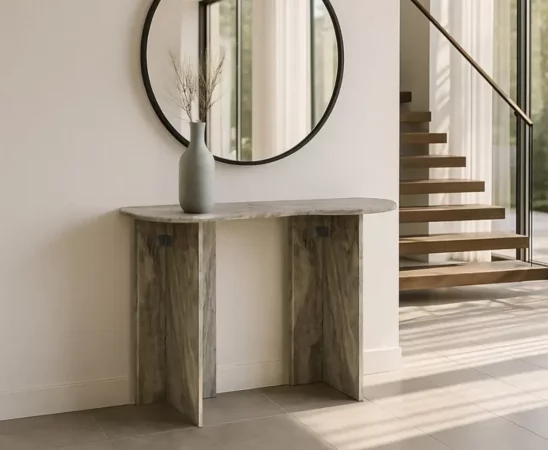 Consola de Marmol Gris 120x35x71 Cm - IXIA (1)