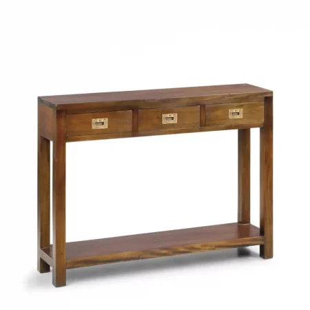 Consola en Madera de Caoba con 3 Cajones y 1 Estante Modelo Flamingo 115x30x80 Cm - Moycor (1)