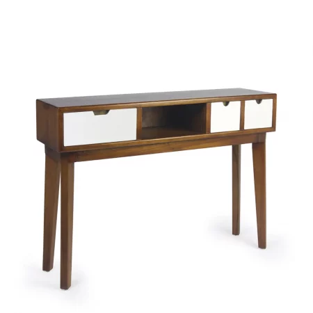 Consola en Madera de Mindi con 3 Cajones y 1 Hueco Colección Artic 110x30x80 Cm - Moycor (1)
