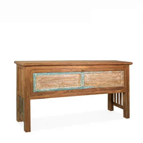 Consola en Madera de Teka Reciclada con 1 Puerta 180x40x84 Cm - Moycor (1)