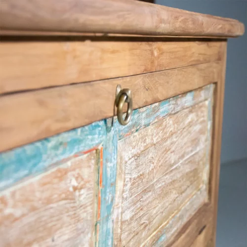 Consola en Madera de Teka Reciclada con 1 Puerta 180x40x84 Cm - Moycor (3)