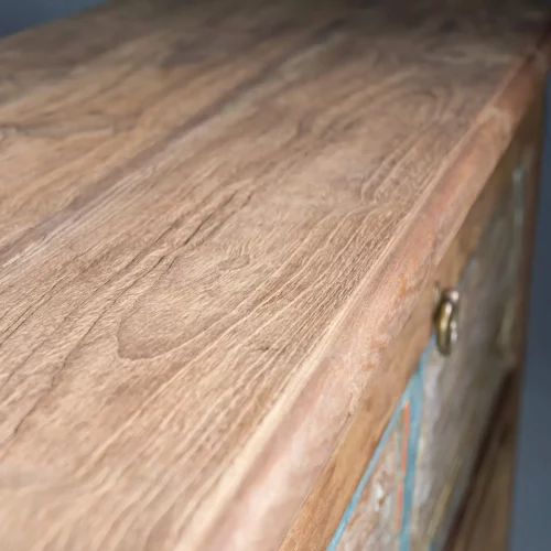 Consola en Madera de Teka Reciclada con 1 Puerta 180x40x84 Cm - Moycor (5)