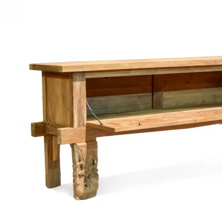 Consola en Madera de Teka Reciclada con 1 Puerta 230x45x90 Cm - Moycor (4)