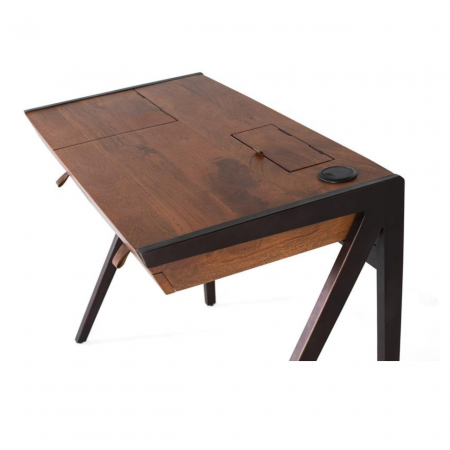 Escritorio 2 Cajones Madera Mango Patas Metal - Giner y Colomer - 3