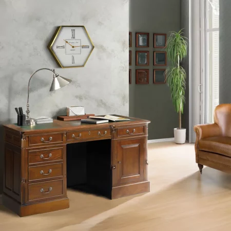 Escritorio 6 Cajones + 1 Puerta Mod. Panter Madera Caoba Colección Vintage 160x80x80 Cm - Moycor (4)