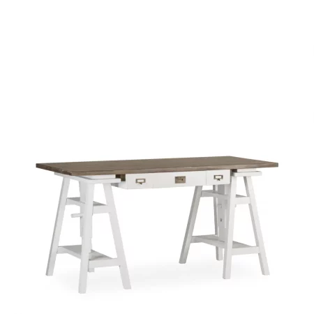 Escritorio Blanco Sobre Madera Mindi 3 Cajones Altura Regulable Colección Everest 125x70x7898 Cm - Moycor (1)