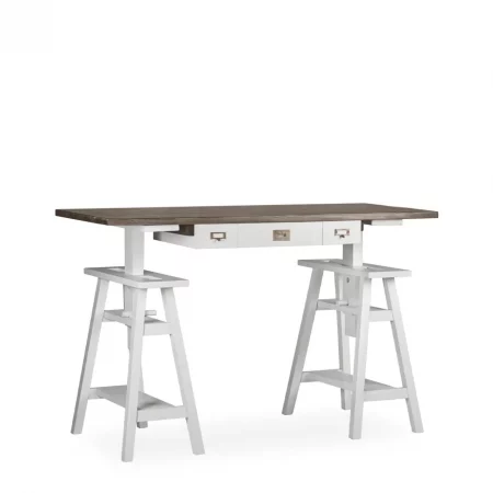 Escritorio Blanco Sobre Madera Mindi 3 Cajones Altura Regulable Colección Everest 125x70x7898 Cm - Moycor (2)