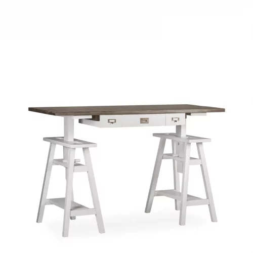 Escritorio Blanco Sobre Madera Mindi 3 Cajones Altura Regulable Colección Everest 125x70x7898 Cm - Moycor (2)