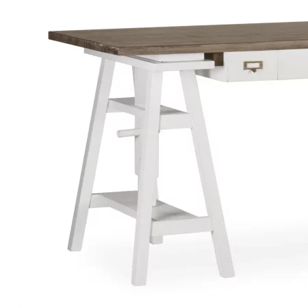Escritorio Blanco Sobre Madera Mindi 3 Cajones Altura Regulable Colección Everest 125x70x7898 Cm - Moycor (3)