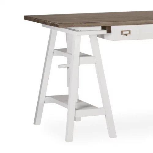 Escritorio Blanco Sobre Madera Mindi 3 Cajones Altura Regulable Colección Everest 125x70x7898 Cm - Moycor (3)