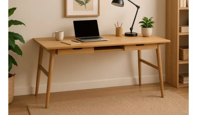 Escritorio Borneo 2 Cajones Madera De Teca 140x55x76 Cm - Moycor (4)