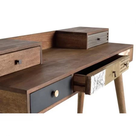 Escritorio Madera Mango 5 Cajones Distintas Texturas 130x45x88 - Giner y Colomer-3