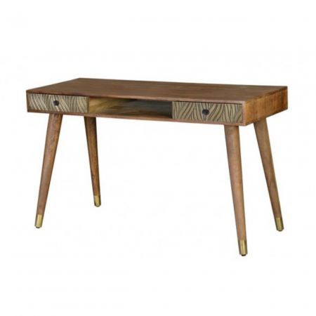 Escritorio Madera Mango C2 Cajones Repujados Lámina Bronce 130x50x76 - Giner y Colomer - 2