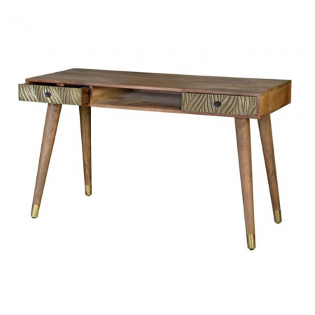 Escritorio Madera Mango C2 Cajones Repujados Lámina Bronce 130x50x76 - Giner y Colomer - 3