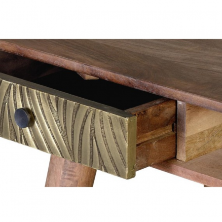 Escritorio Madera Mango C2 Cajones Repujados Lámina Bronce 130x50x76 - Giner y Colomer - 5