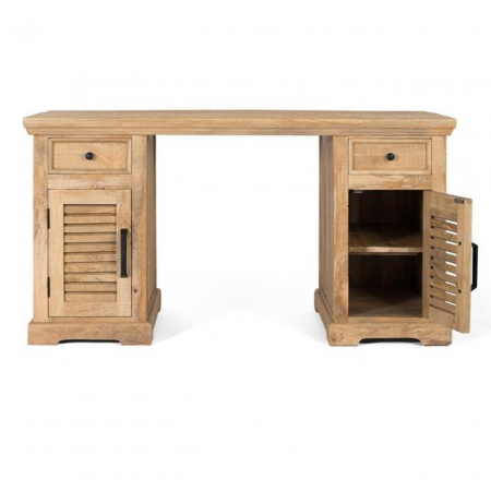 Escritorio Madera Mango Natural 2 Puertas + 2 Cajones - Giner y Colomer - 3