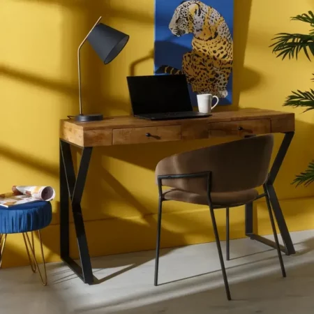Escritorio Marrón Negro Madera Mango 120x50x77 Cm - IXIA (6)