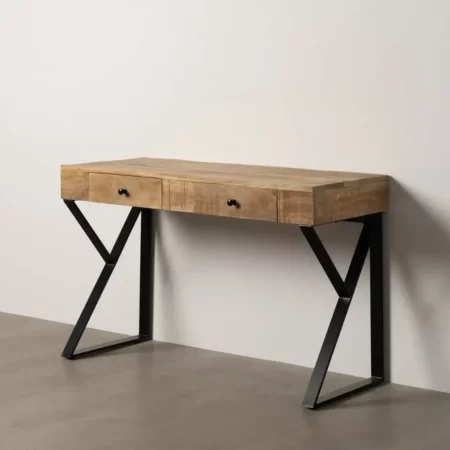 Escritorio Marrón Negro Madera Mango 120x50x77 Cm - IXIA (9)