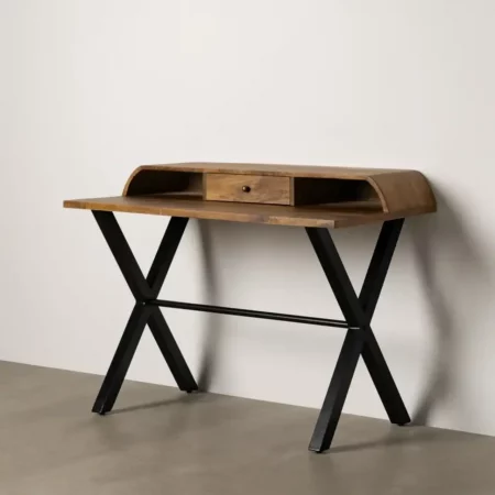 Escritorio Marrón Negro Madera Mango 125x62x90 Cm - IXIA (2)