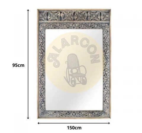 Espejo de Pared con Marco de Madera de Mango Tallada a Mano - 122x81 cm-MOVIL (2)