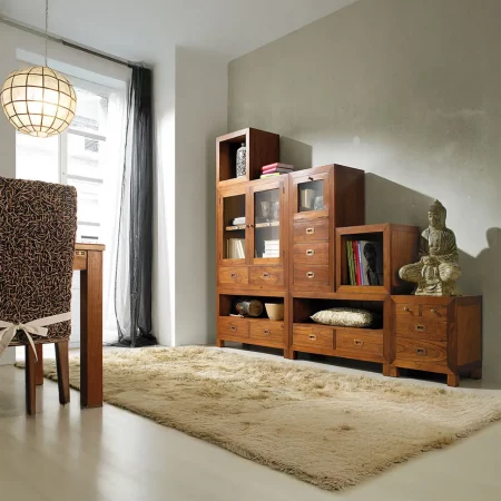 Estante en Forma de Cubo en Madera de Mindi Modelo Star 45x35x45 Cm - Moycor (4)