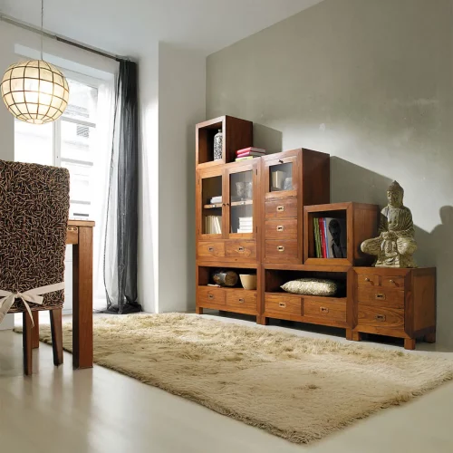 Estante en Forma de Cubo en Madera de Mindi Modelo Star 45x35x45 Cm - Moycor (4)