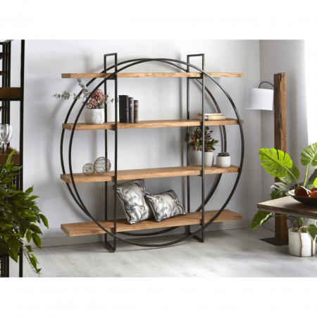 Estantería Circular de Madera de Acacia y Metal - Imori (1)