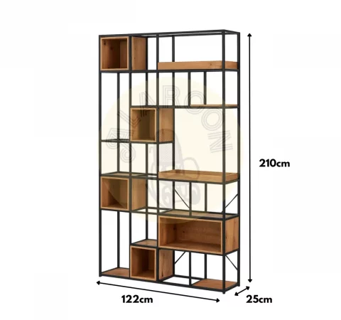 Estantería Madera de Abeto y Metal 122x25x210 Cm - Imori (1)