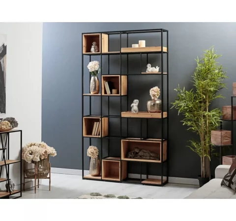 Estantería Madera de Abeto y Metal 122x25x210 Cm - Imori (4)