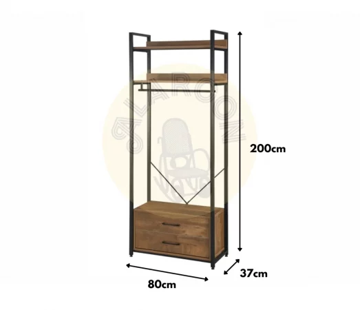 Estantería Nicodemus 2 Cajones de Melamina y Metal 80x37x200 Cm - Imori (1)
