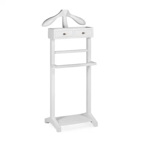 Galán de Noche Blanco 2 Pequeños Cajones Madera Mindi Colección Everest 45x35x120 Cm - Moycor (1)