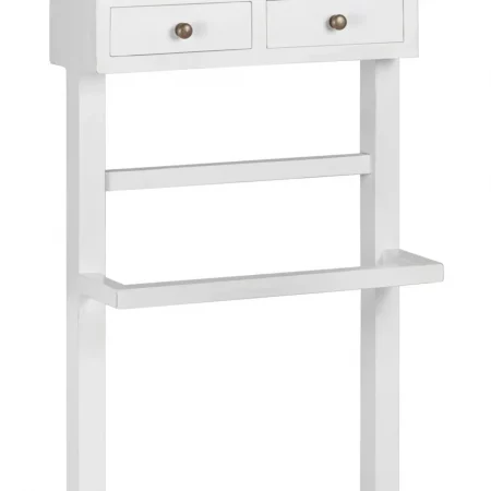 Galán de Noche Blanco 2 Pequeños Cajones Madera Mindi Colección Everest 45x35x120 Cm - Moycor (3)