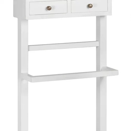 Galán de Noche Blanco 2 Pequeños Cajones Madera Mindi Colección Everest 45x35x120 Cm - Moycor (3)