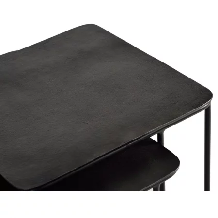 Juego 2 Mesas Centro Nido Cuadradas Sobre Metal Negro Patas Metal 62x62x41 Cm - Giner y Colomer (5)